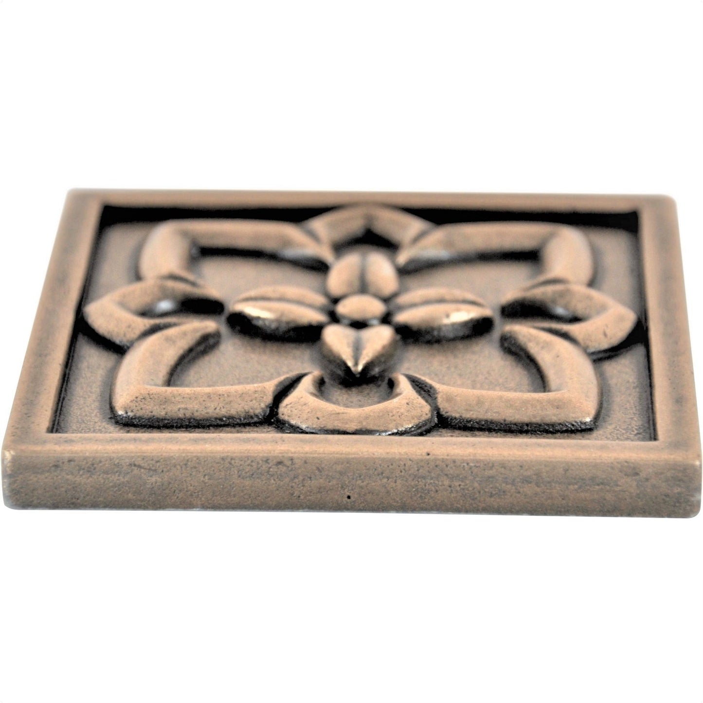 Orion Handmade Bronze Metal Insert Tile – 2” x 2” Decorative Accent (8 Pieces/Box)