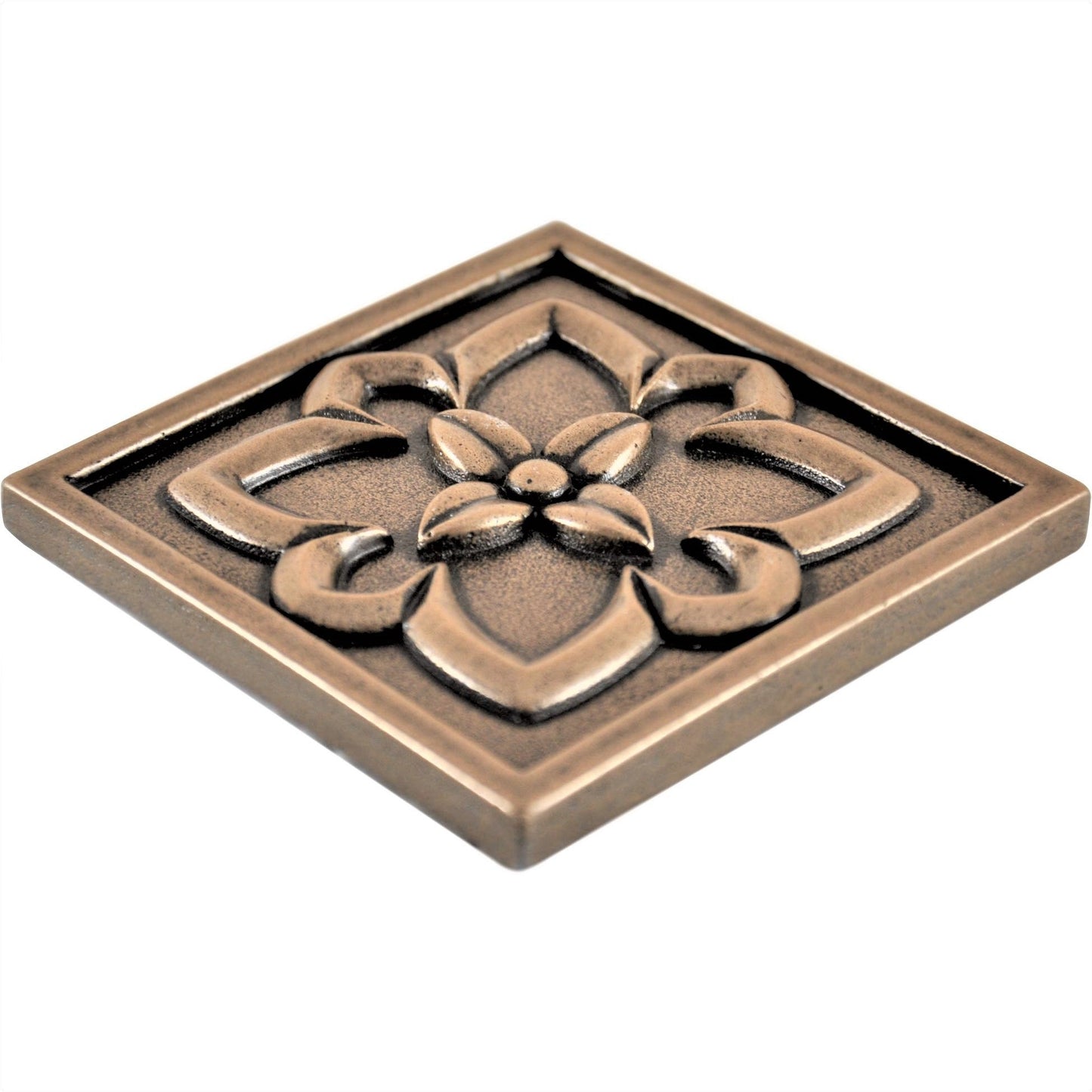 Orion Handmade Bronze Metal Insert Tile – 2” x 2” Decorative Accent (8 Pieces/Box)