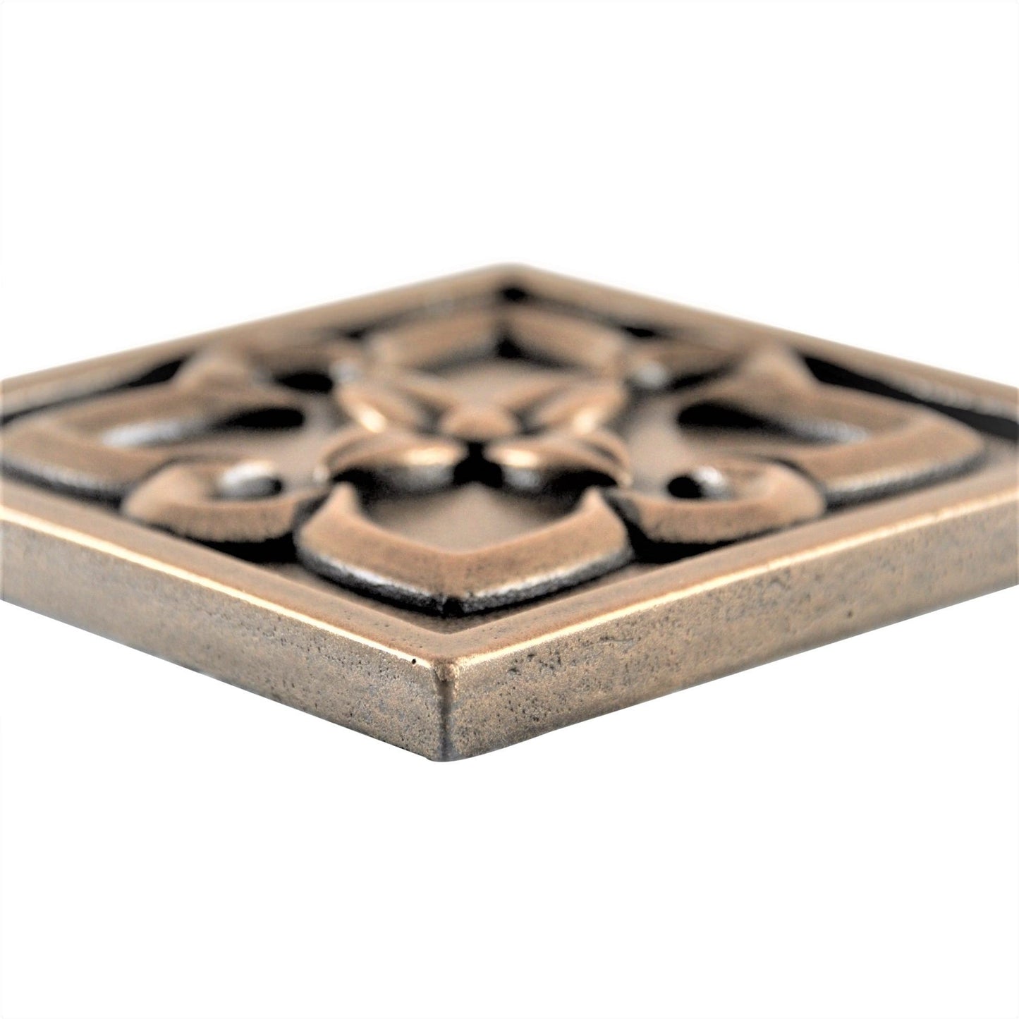 Orion Handmade Bronze Metal Insert Tile – 2” x 2” Decorative Accent (8 Pieces/Box)