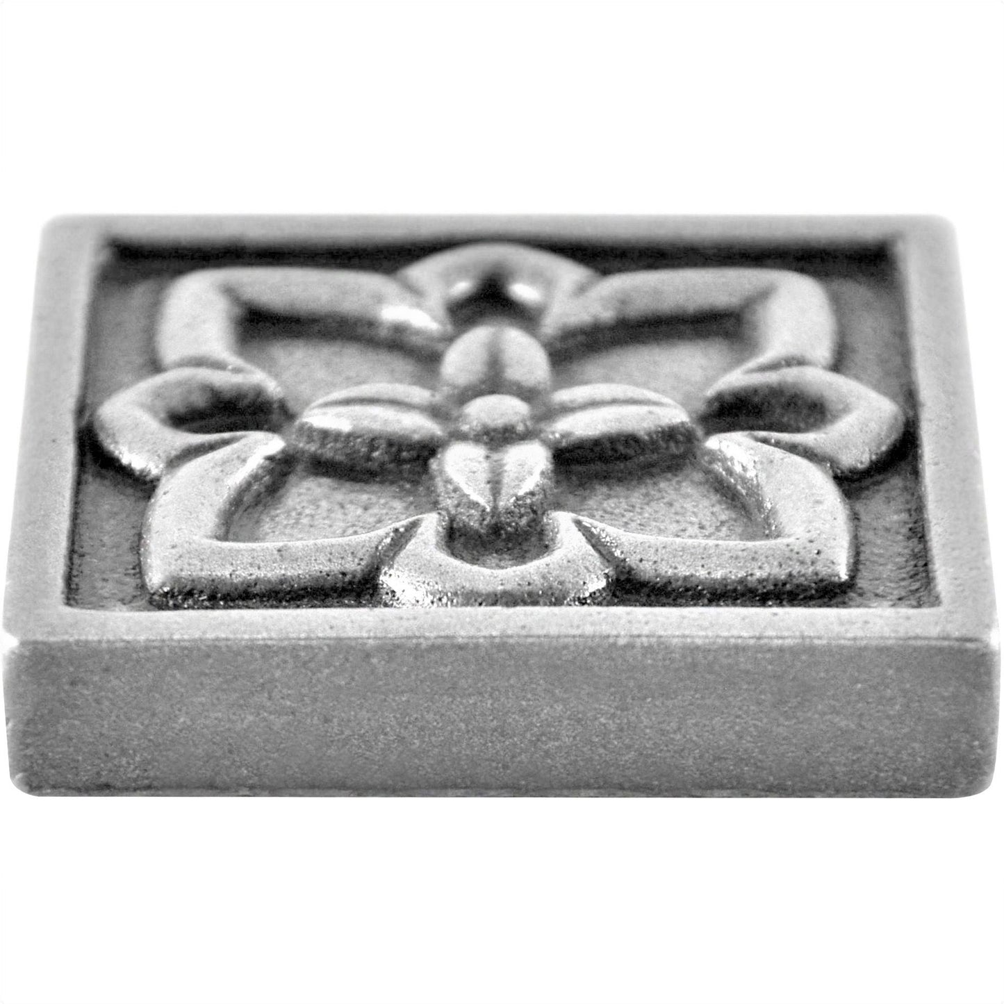 Orion Handmade Pewter Metal Insert Tile – 2” x 2” Decorative Accent (8 Pieces/Box)