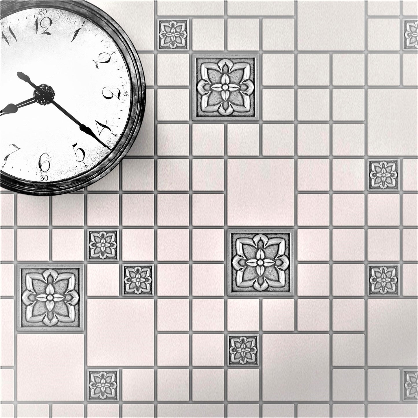 Orion Handmade Pewter Metal Insert Tile – 2” x 2” Decorative Accent (8 Pieces/Box)