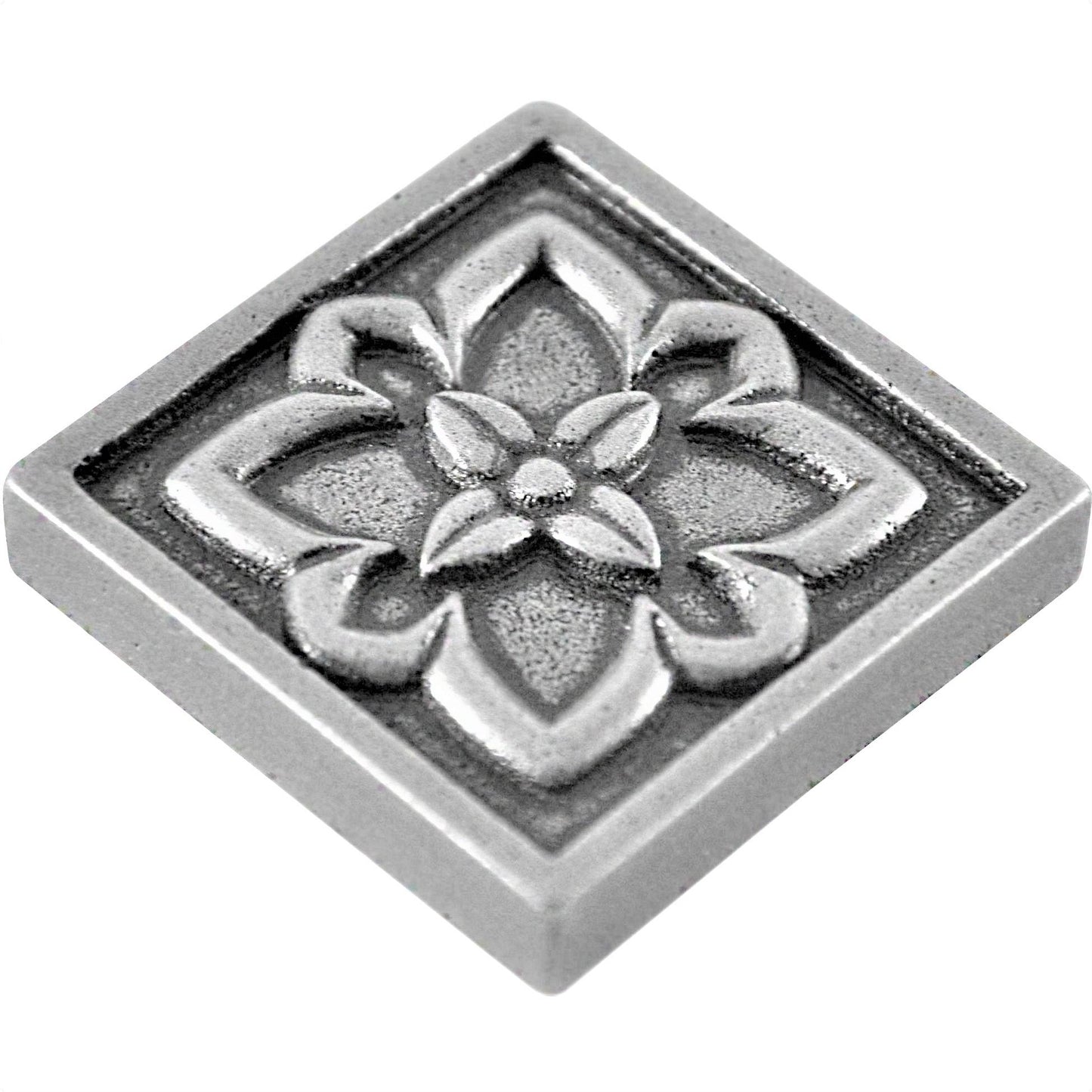 Orion Handmade Pewter Metal Insert Tile – 2” x 2” Decorative Accent (8 Pieces/Box)