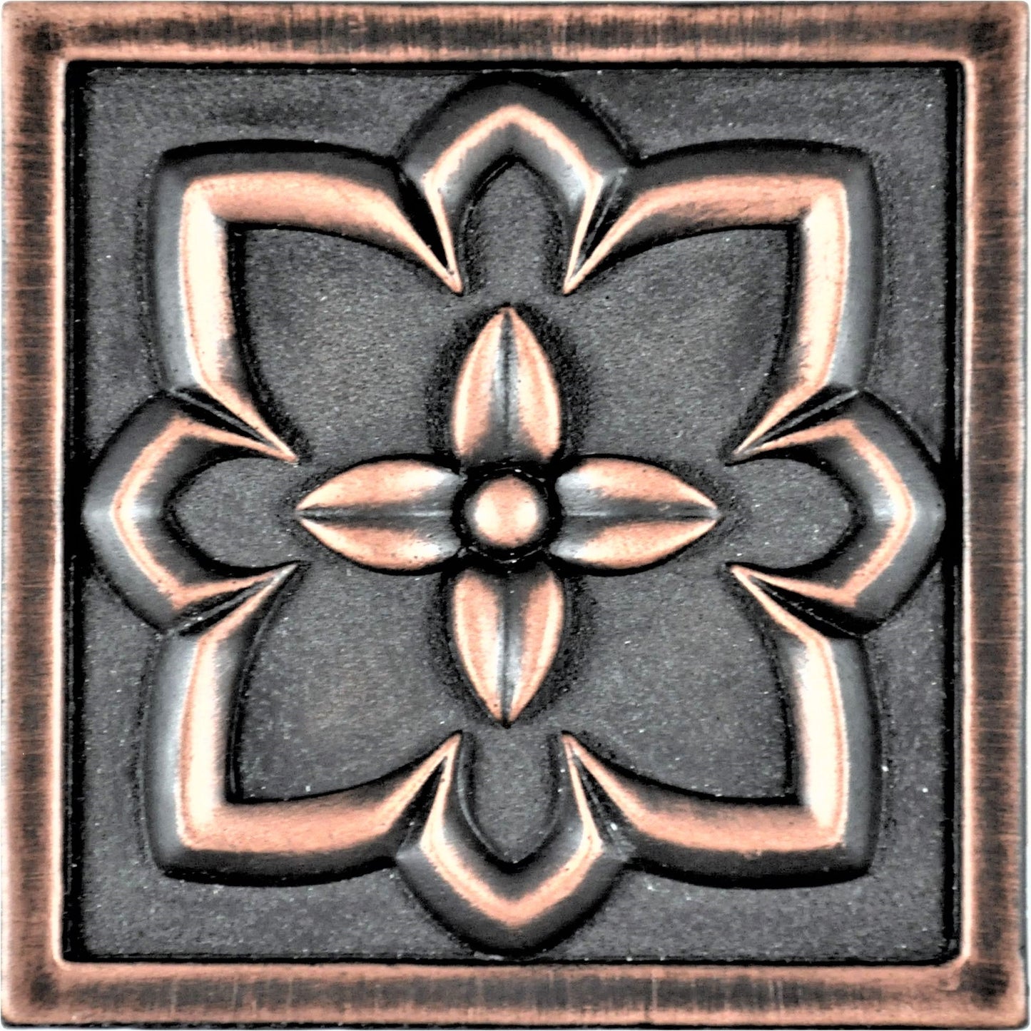 Orion Handmade Oil Rubbed Bronze Metal Insert Tile – 2” x 2” Decorative Accent (8 Pieces/Box)