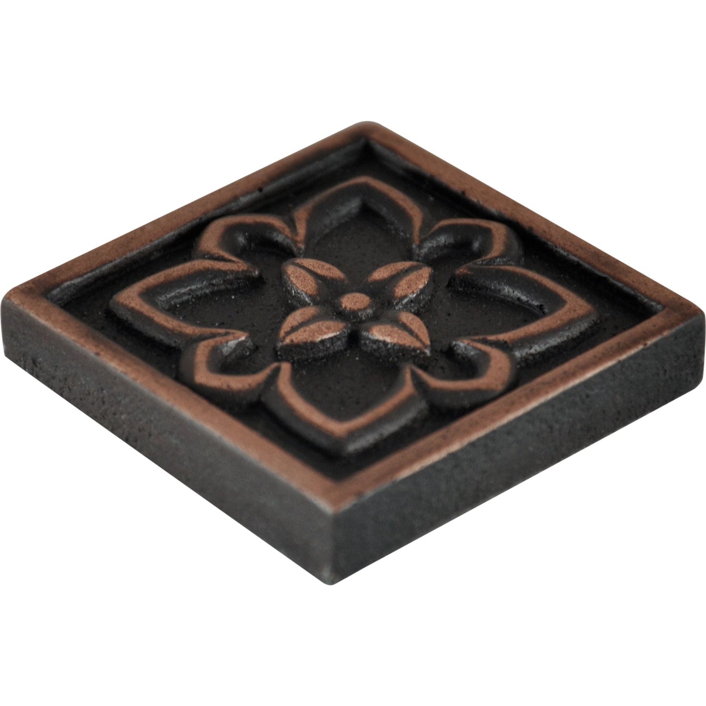 Orion Handmade Oil Rubbed Bronze Metal Insert Tile – 2” x 2” Decorative Accent (8 Pieces/Box)