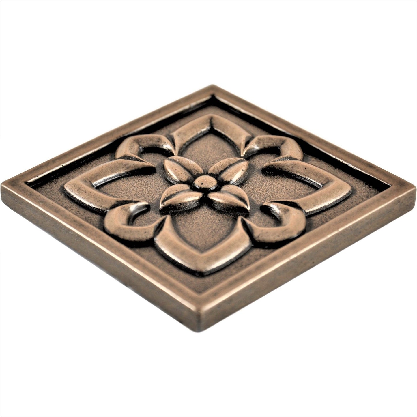 Orion Handmade Bronze Metal Insert Tile – 4” x 4” Decorative Accent (4 Pieces/Box)