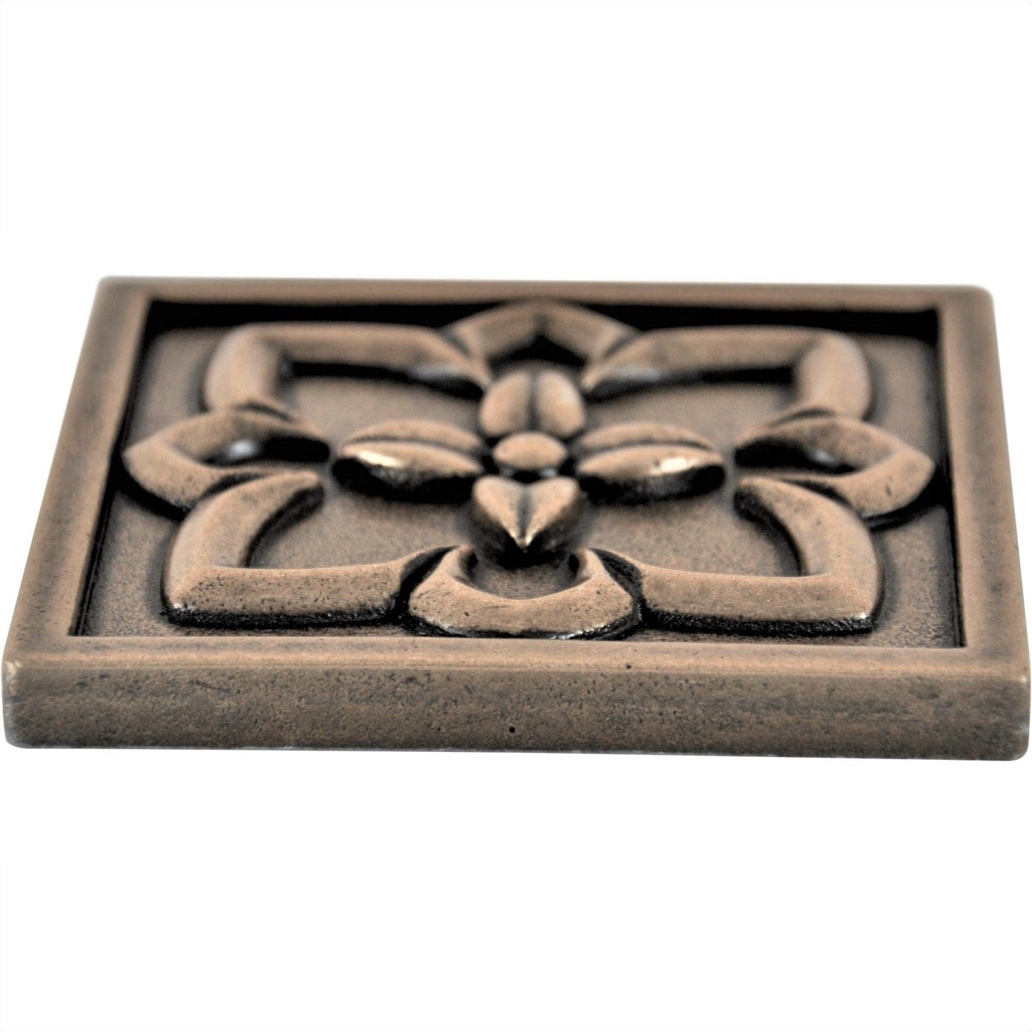 Orion Handmade Bronze Metal Insert Tile – 4” x 4” Decorative Accent (4 Pieces/Box)