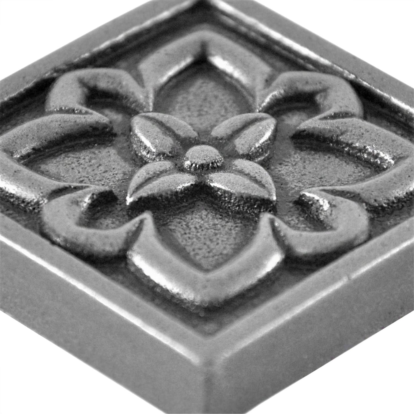 Orion Handmade Pewter Metal Insert Tile – 4” x 4” Decorative Accent (4 Pieces/Box)