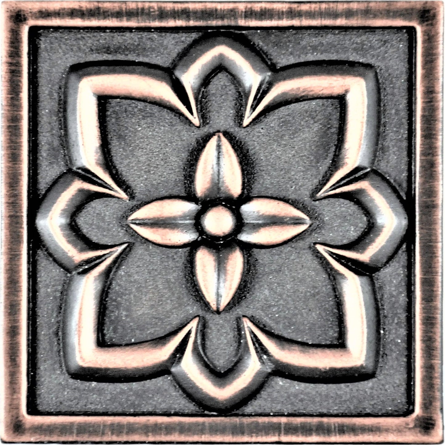 Orion Handmade Oil Rubbed Bronze Metal Insert Tile – 4” x 4” Decorative Accent (4 Pieces/Box)