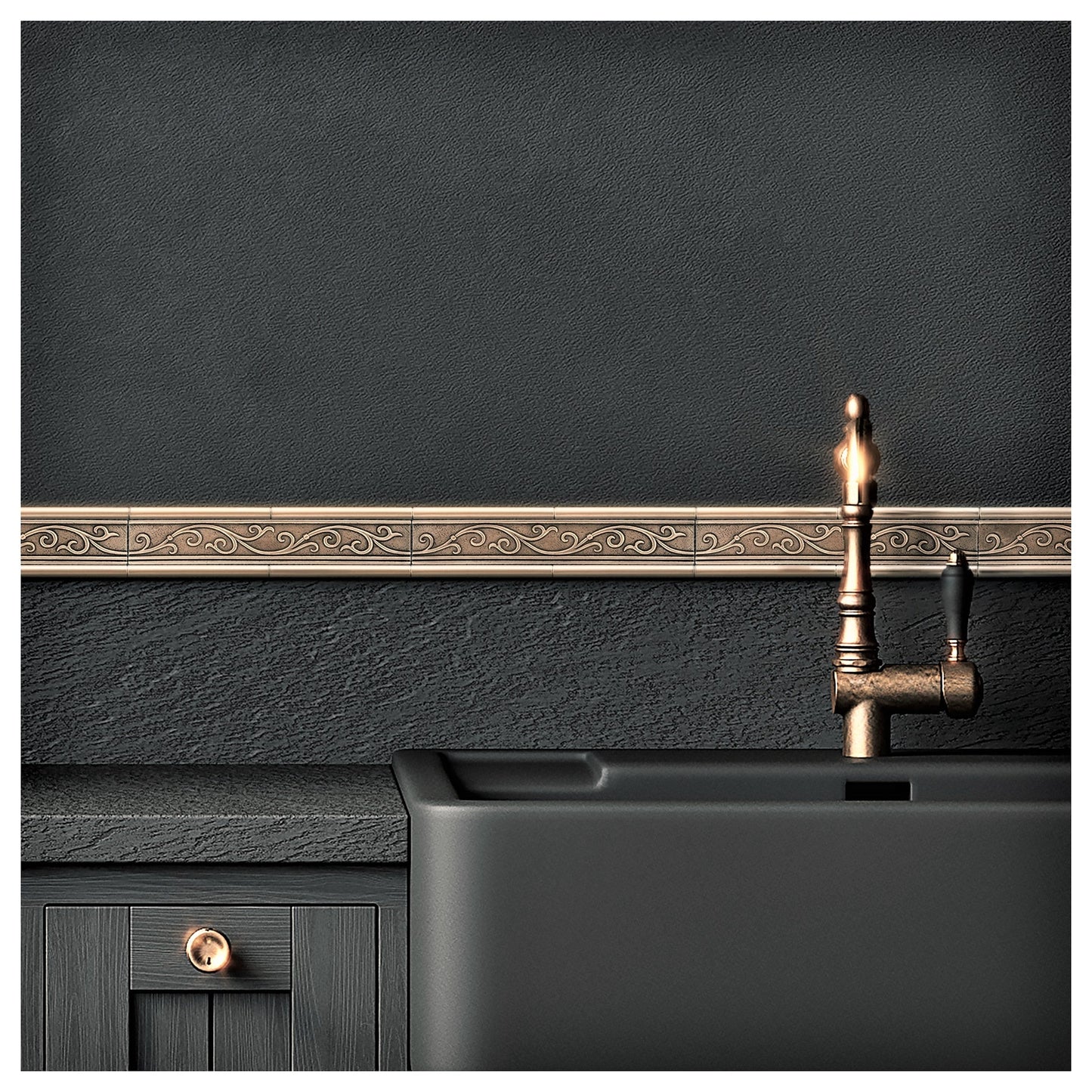 Fiora Artisan Bronze Metal Accent Wall Tile Trim – 1.75” x 12” (Set of 5)