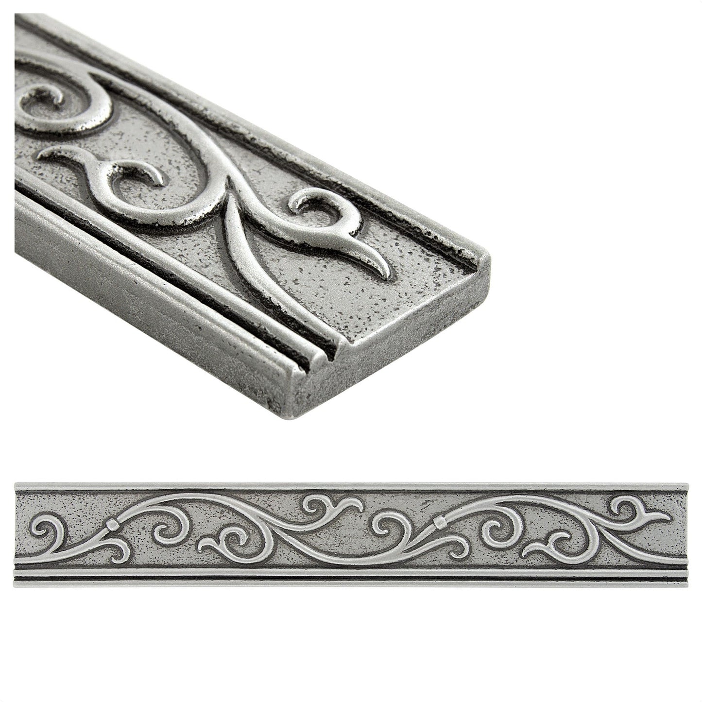 Fiora Artisan Pewter Metal Accent Wall Tile Trim – 1.75” x 12” (Set of 5)