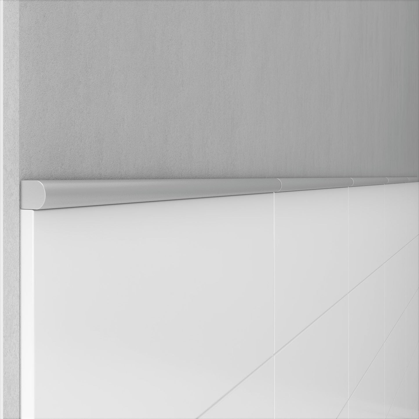 Modula Cast Stone Light Gray Pencil Bullnose Wall Accent Tile Trim – 1/2” x 12” (Set of 5)