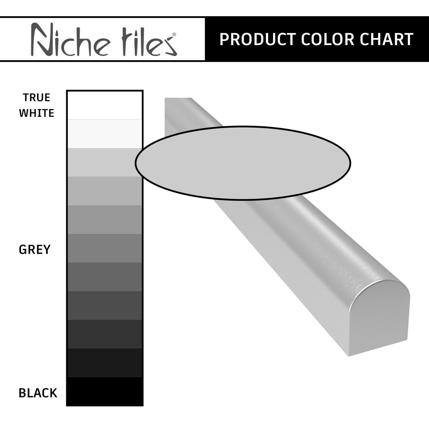 Modula Metal Pewter Pencil Bullnose Wall Accent Tile Trim – 1/2” x 12” (Set of 5)