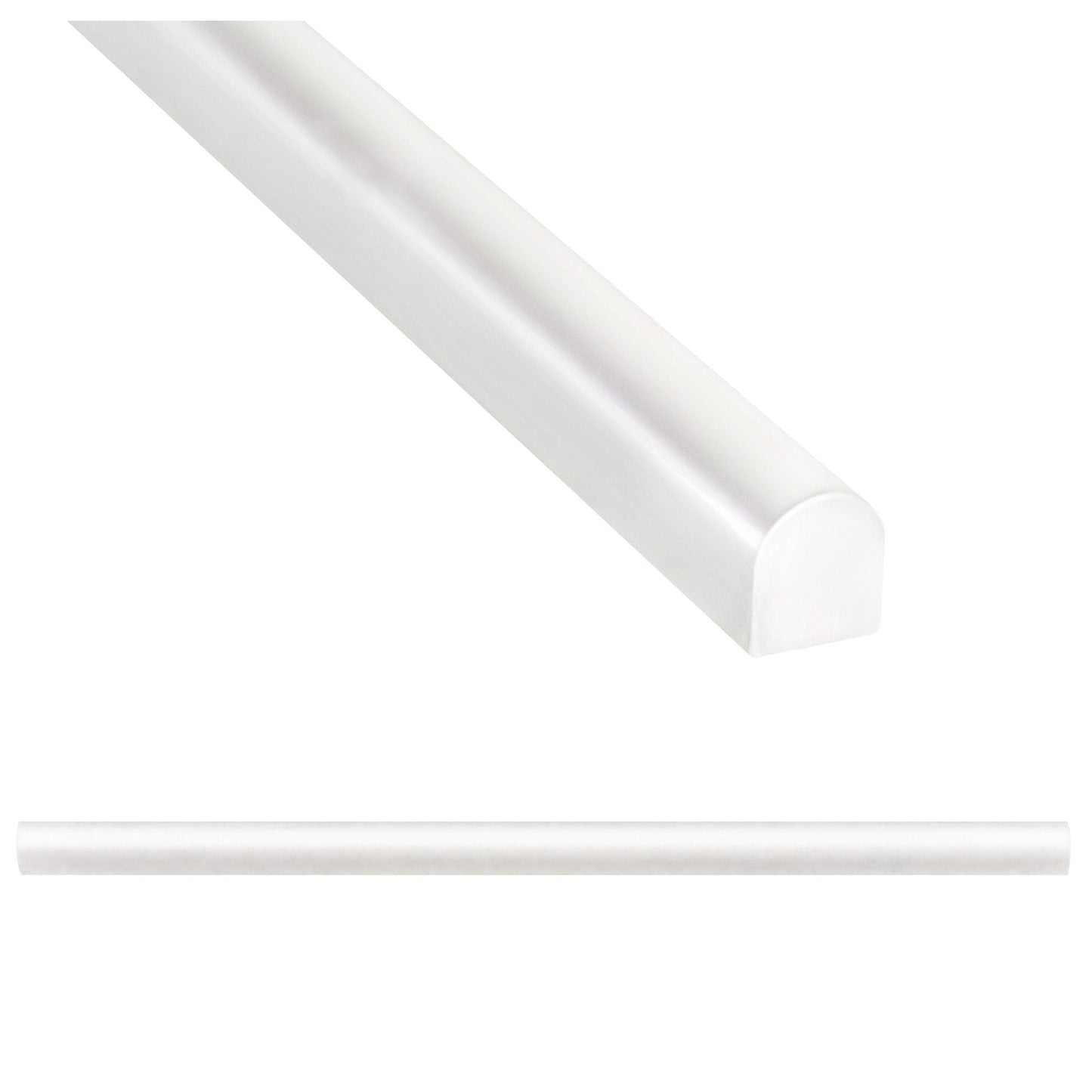 Modula Cast Stone Bright White Pencil Bullnose Wall Accent Tile Trim – 1/2” x 12” (Set of 5)