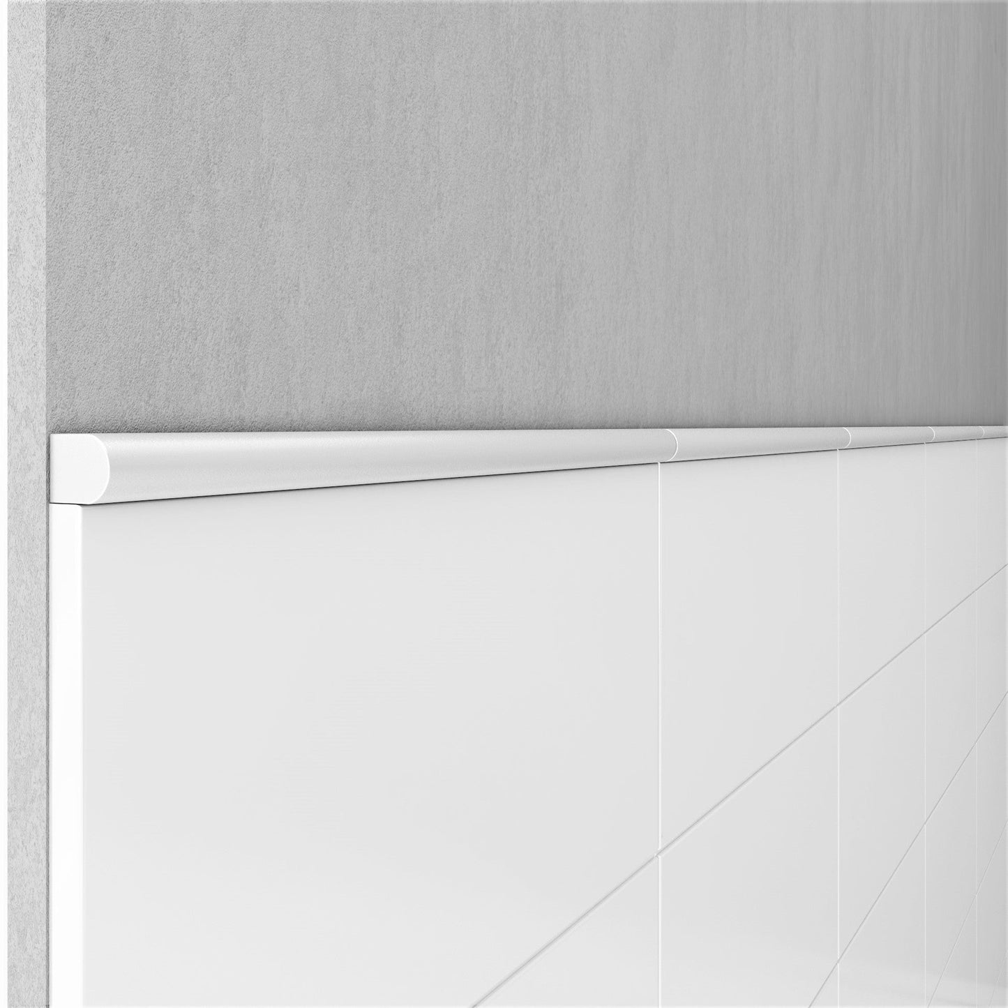 Modula Cast Stone Bright White Pencil Bullnose Wall Accent Tile Trim – 1/2” x 12” (Set of 5)