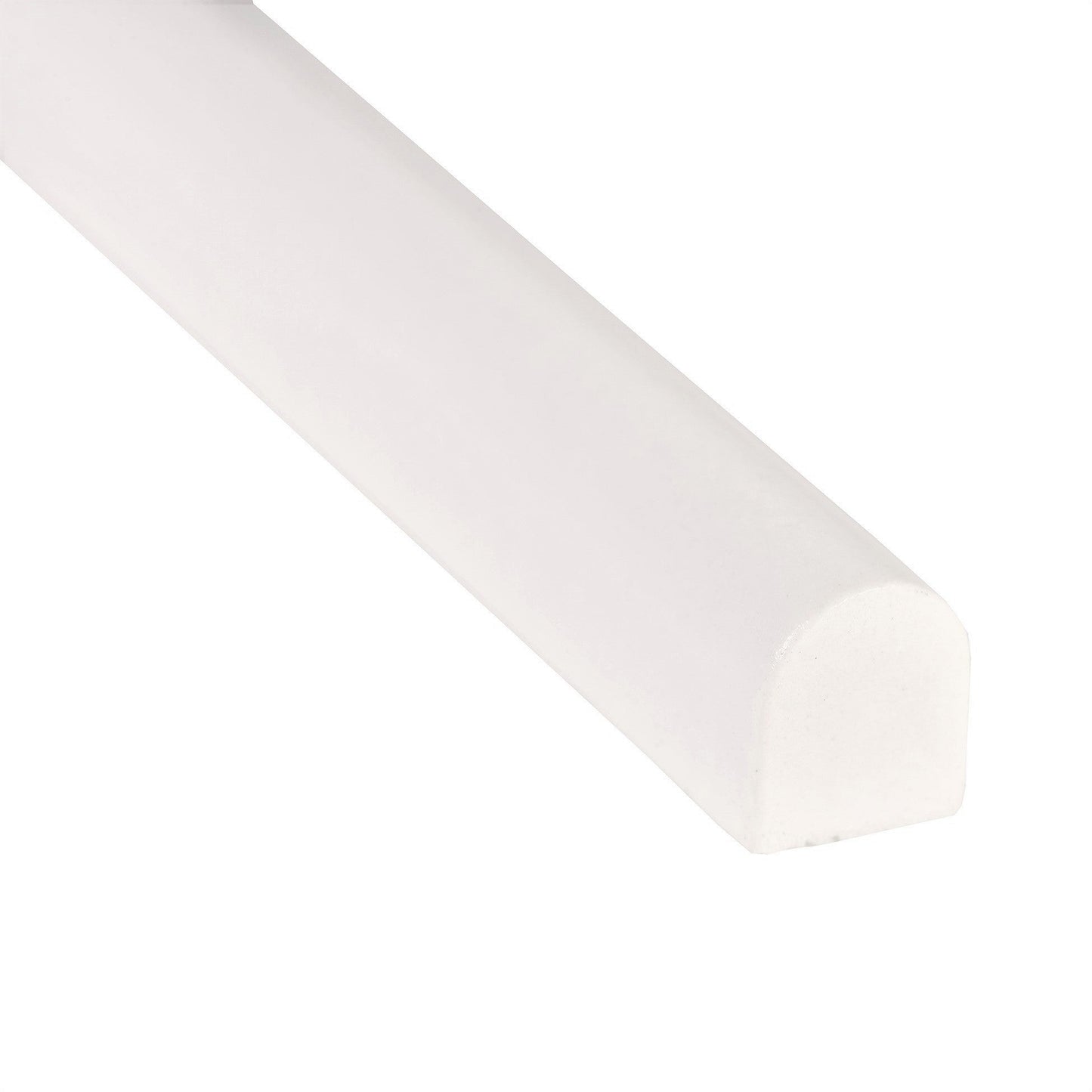 Modula Cast Stone Bright White Pencil Bullnose Wall Accent Tile Trim – 1/2” x 12” (Set of 5)
