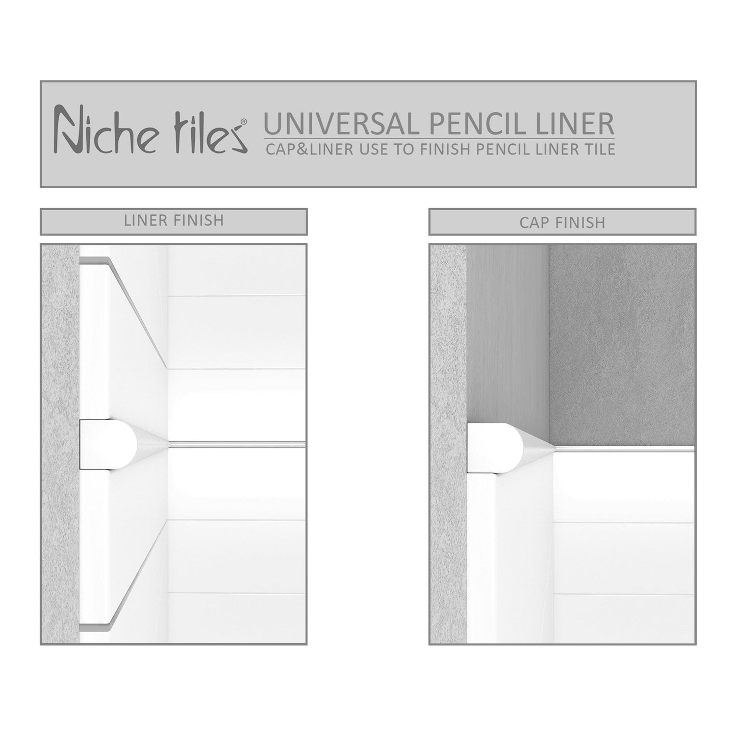 Modula Metal Pewter Pencil Bullnose Wall Accent Tile Trim – 1/2” x 12” (Set of 5)