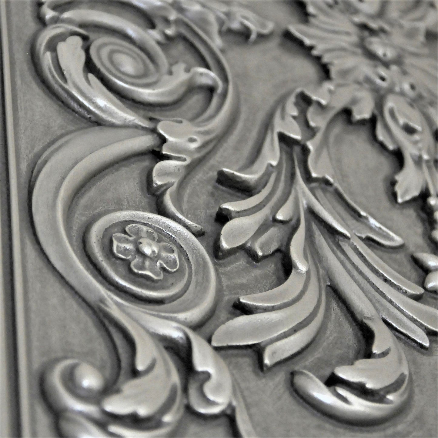Handmade Savoy Pewter Metal Wall Accent Mural – Fireplace & Kitchen Backsplash Panel – 12” x 18”