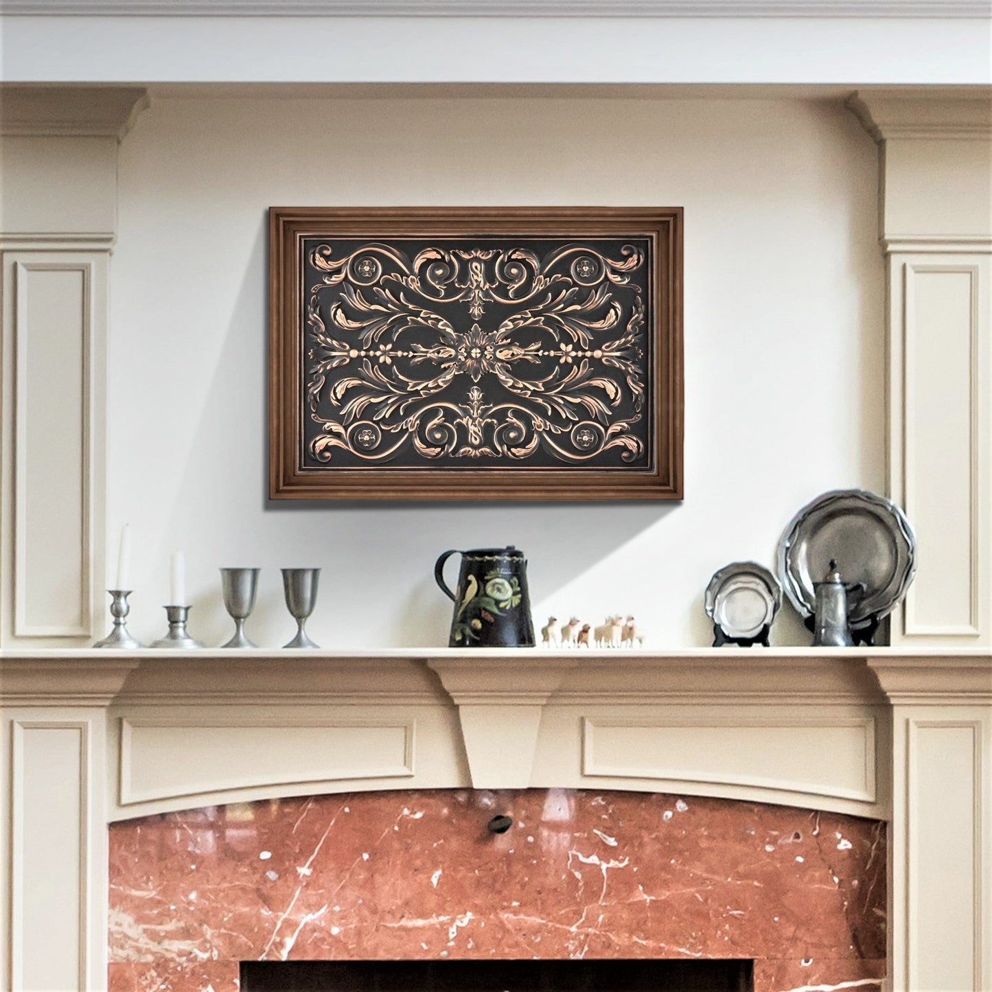 Handmade Savoy Oil Rubbed Bronze Metal Wall Accent Mural – Fireplace & Kitchen Backsplash Panel – 12” x 18”