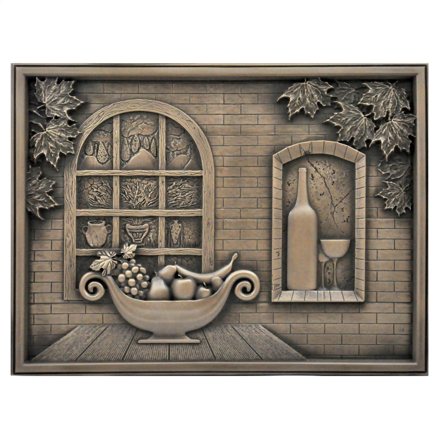 Handmade Toscana Bronze Metal Wall Accent Mural – Fireplace & Kitchen Backsplash Panel – 12” x 18”