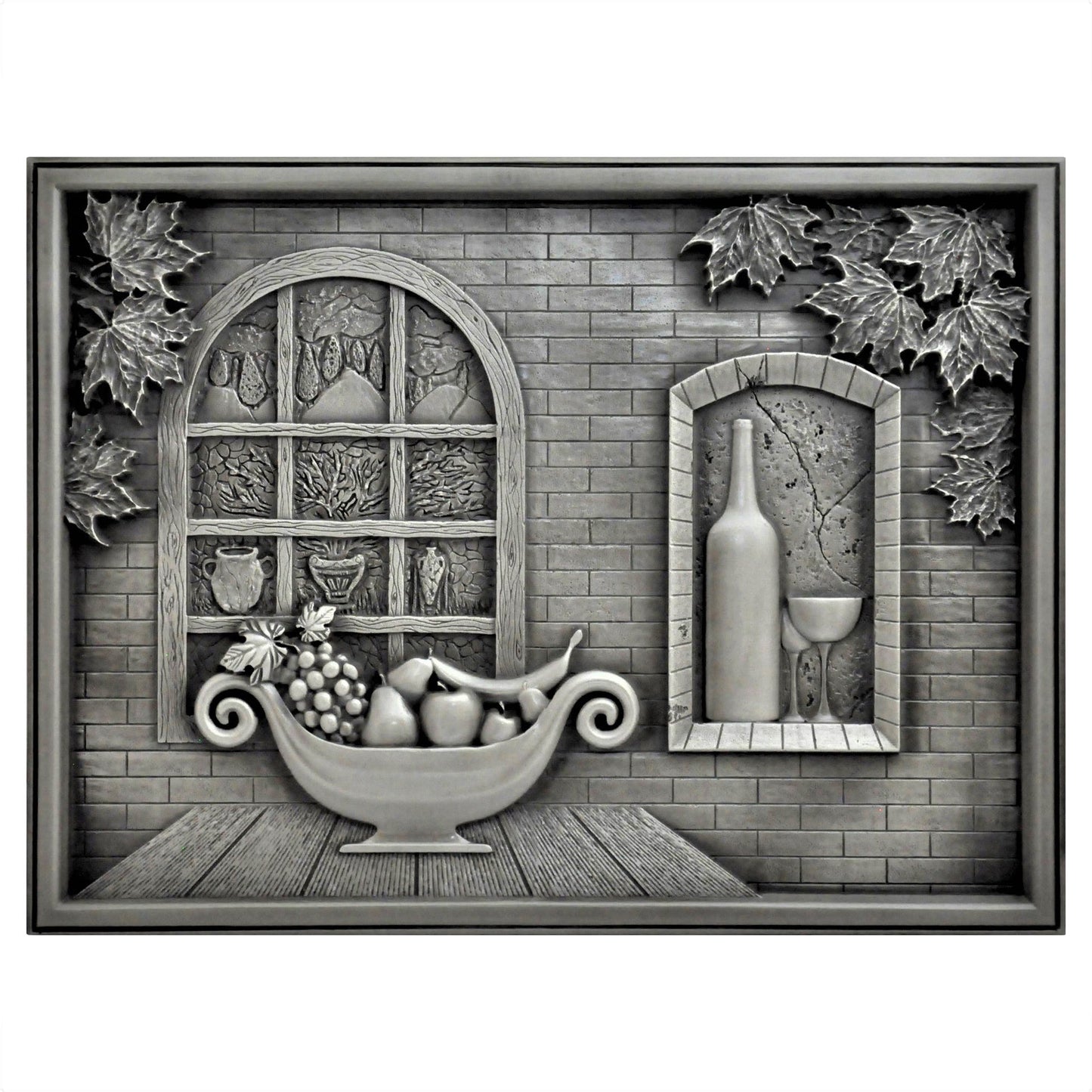 Handmade Toscana Pewter Metal Wall Accent Mural – Fireplace & Kitchen Backsplash Panel – 12” x 18”