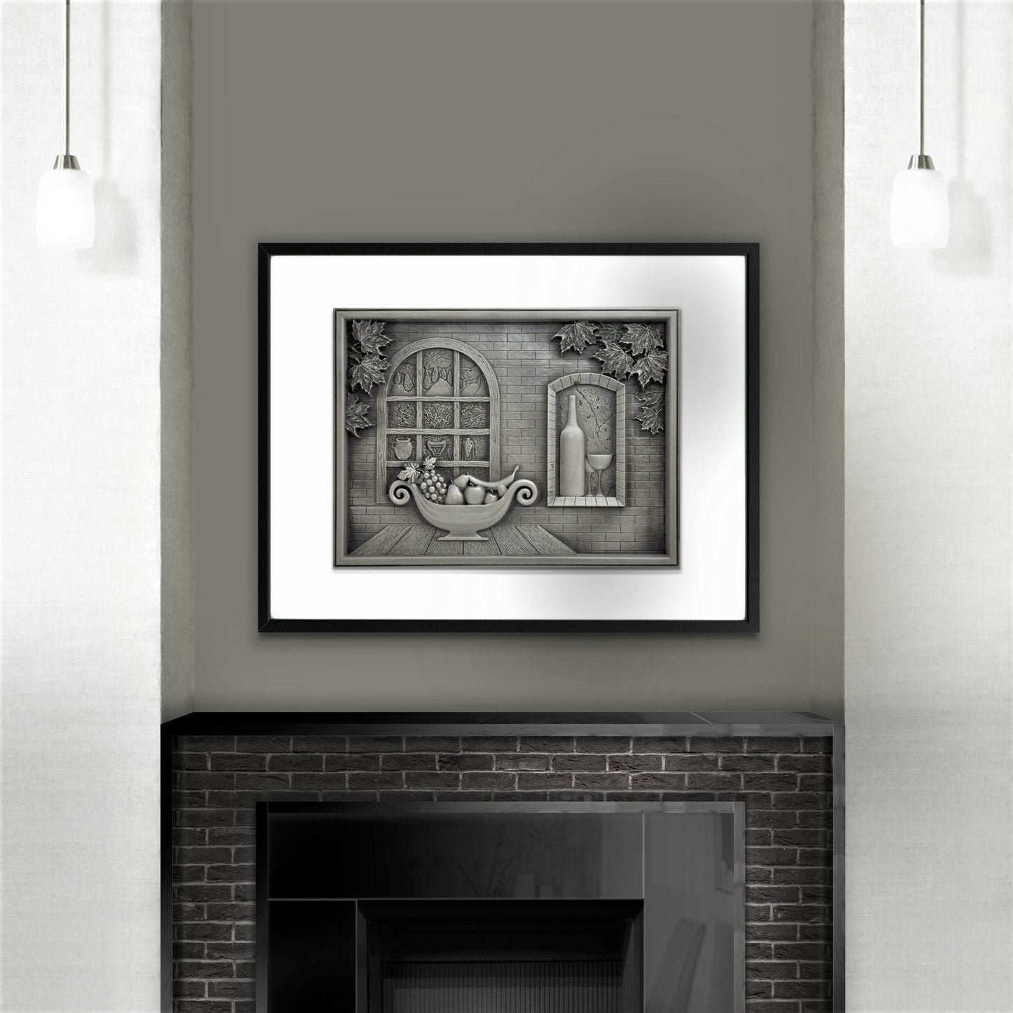 Handmade Toscana Pewter Metal Wall Accent Mural – Fireplace & Kitchen Backsplash Panel – 12” x 18”