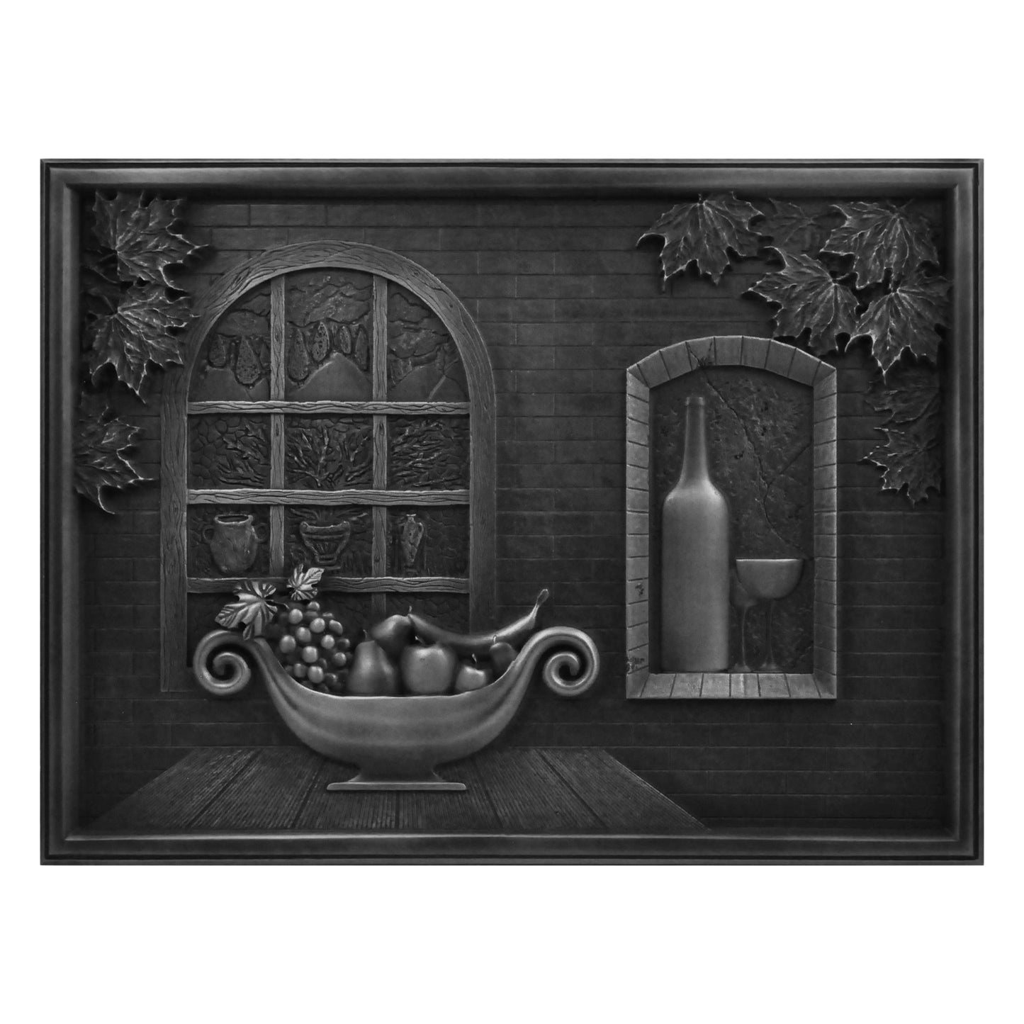 Handmade Toscana Wrought Iron Metal Wall Accent Mural – Fireplace & Kitchen Backsplash Panel – 12” x 18”