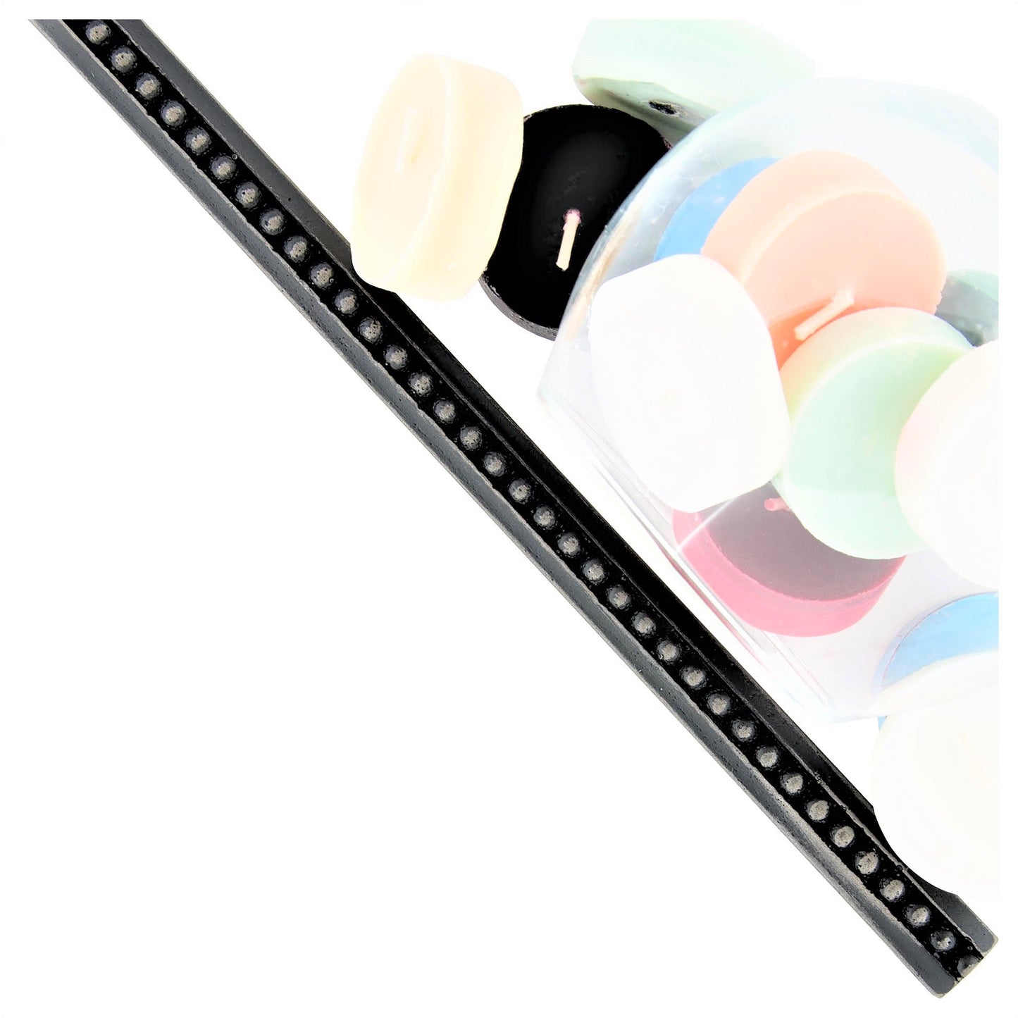 Artisan Crafted Bead Metal Accent Tile Trim – Matte Iron Black – 9/16” x 12” (Set of 5)