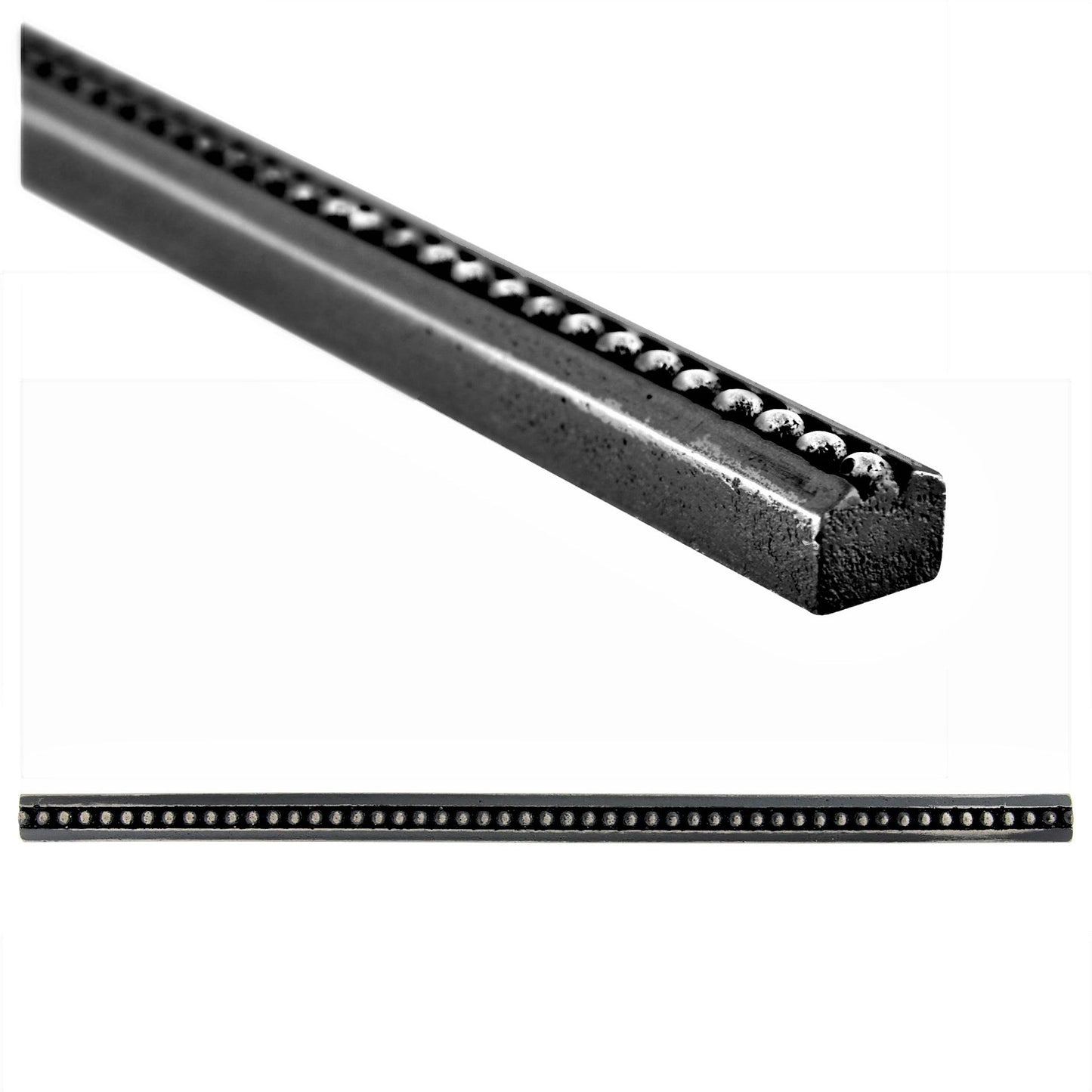 Artisan Crafted Bead Metal Accent Tile Trim – Matte Iron Black – 9/16” x 12” (Set of 5)