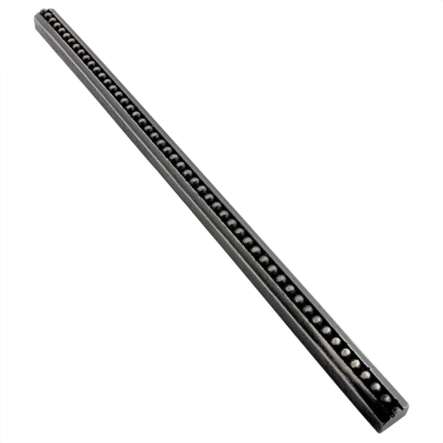 Artisan Crafted Bead Metal Accent Tile Trim – Matte Iron Black – 9/16” x 12” (Set of 5)