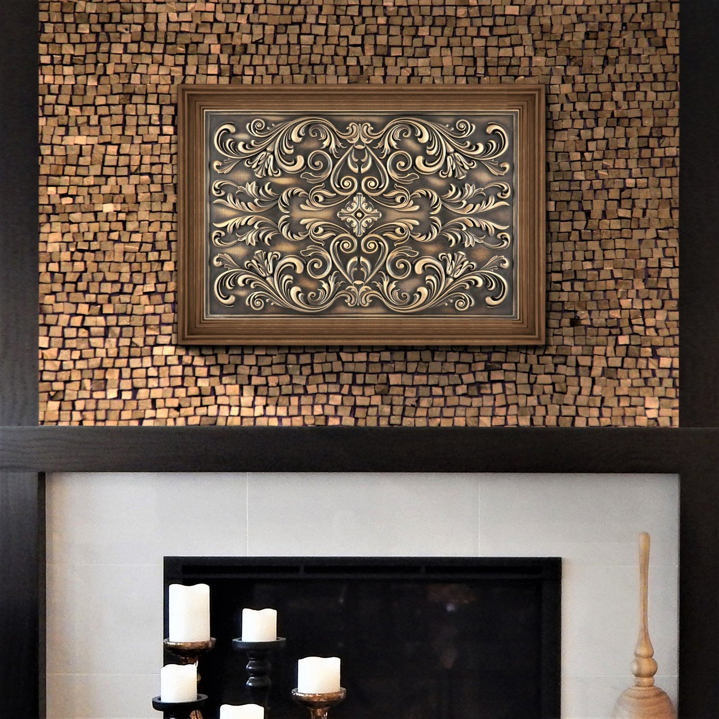 Handmade Imperial Bronze Metal Wall Accent Mural – Fireplace & Kitchen Backsplash Panel – 16” x 24”