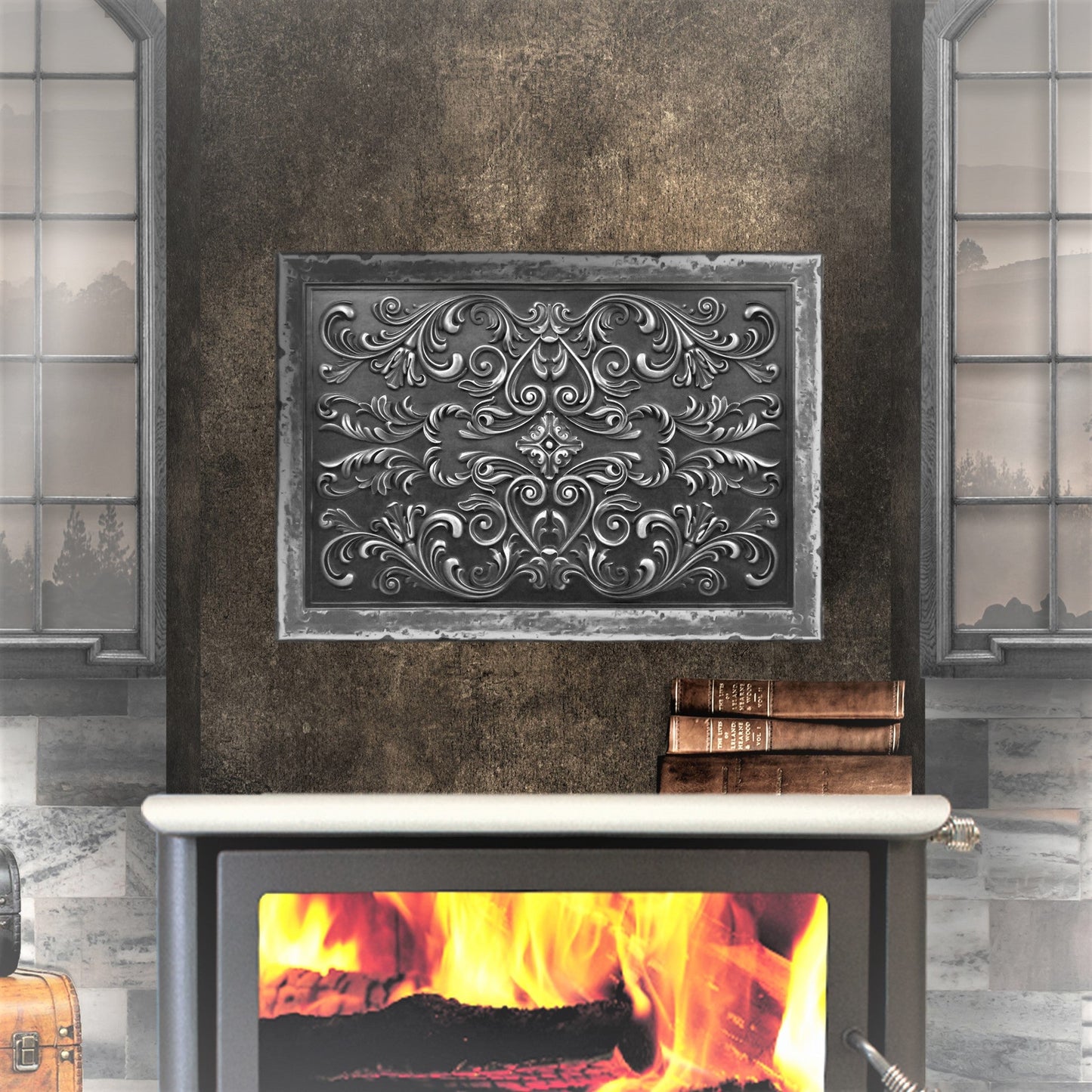 Handmade Imperial Wrought Iron Metal Wall Accent Mural – Fireplace & Kitchen Backsplash Panel – 16” x 24”