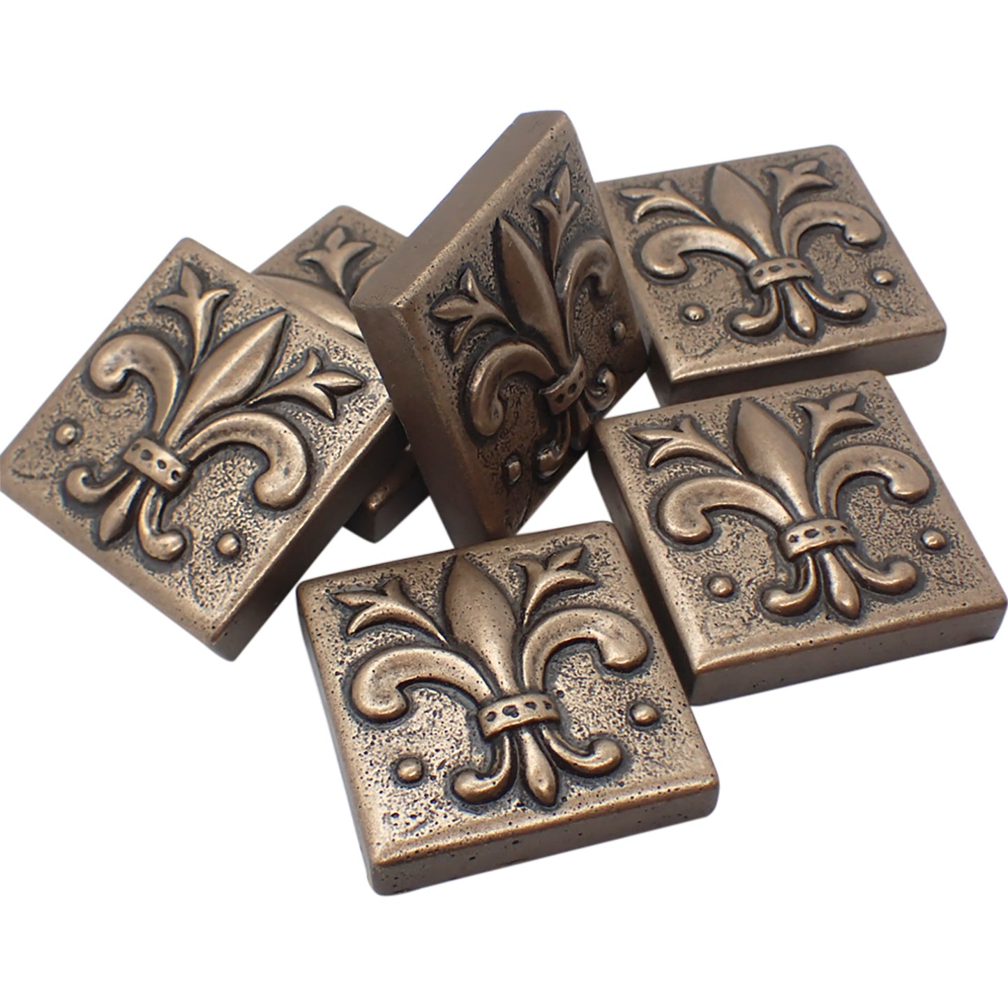 Fleur de Lis - Metal Insert Tile Bronze 2x2 ( PACK OF 8 PIECE)