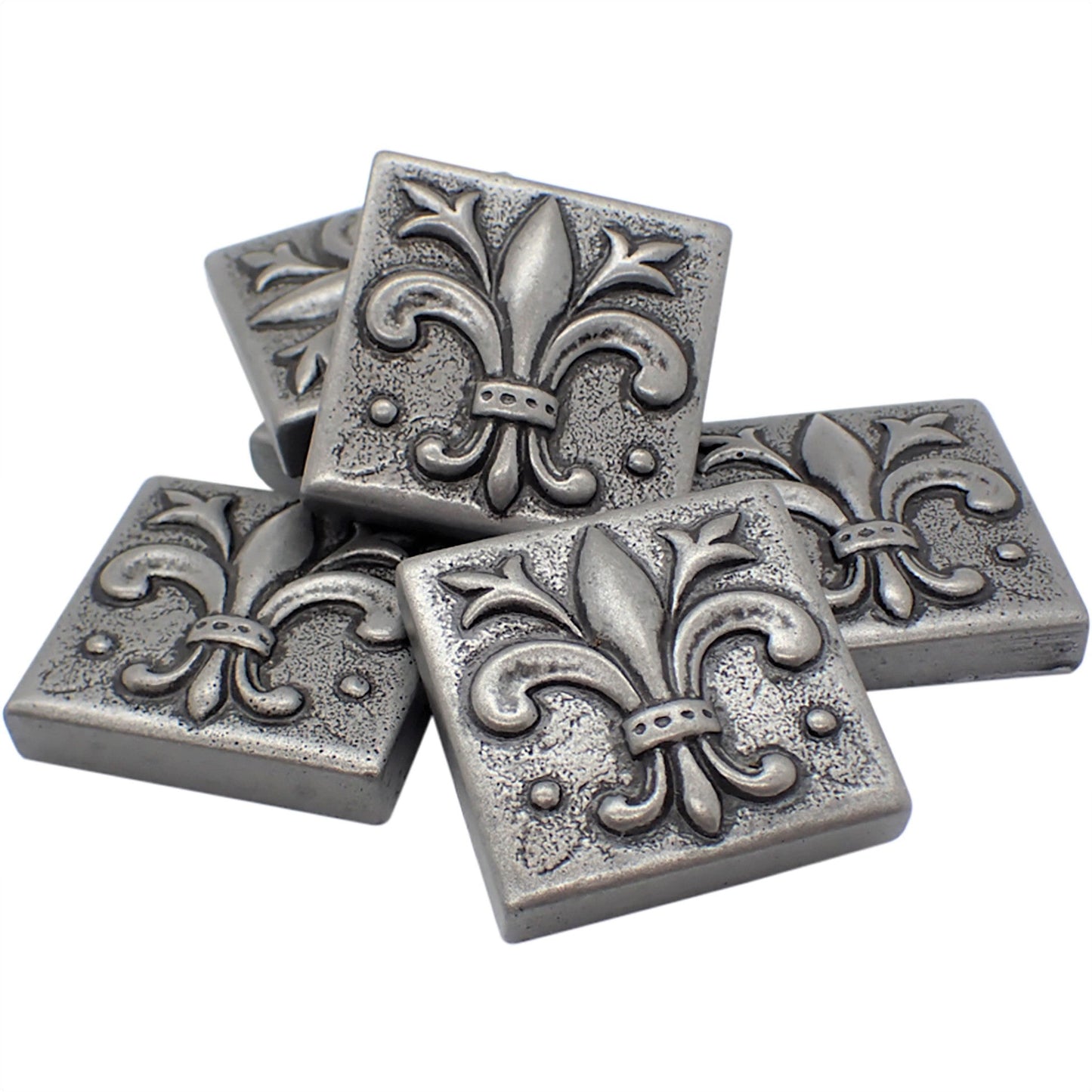 Fleur de Lis - Metal Insert Tile Pewter 2x2 ( PACK OF 8 PIECE)