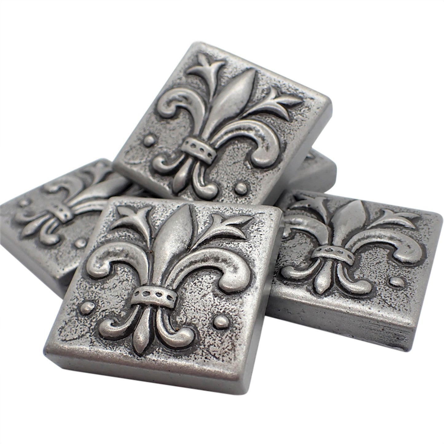 Fleur de Lis - Metal Insert Tile Pewter 2x2 ( PACK OF 8 PIECE)