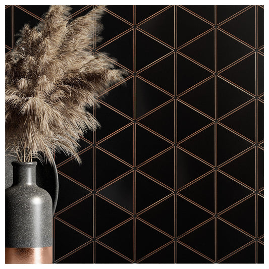 (5 Sqft/ Pack) MetroEdge 12” x 12” Triangle Metal Mosaic Tile – Oil Rubbed Bronze – Modern Wall Accent for Kitchen & Bathroom