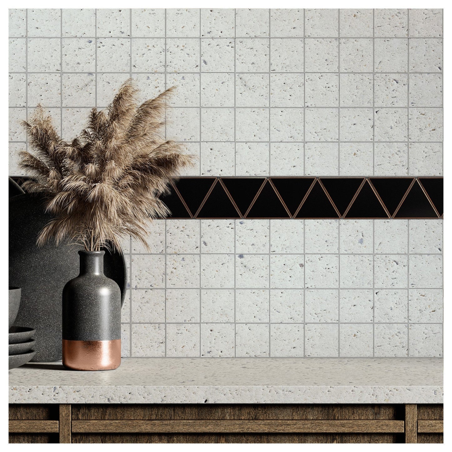 (5 Sqft/ Pack) MetroEdge 12” x 12” Triangle Metal Mosaic Tile – Oil Rubbed Bronze – Modern Wall Accent for Kitchen & Bathroom