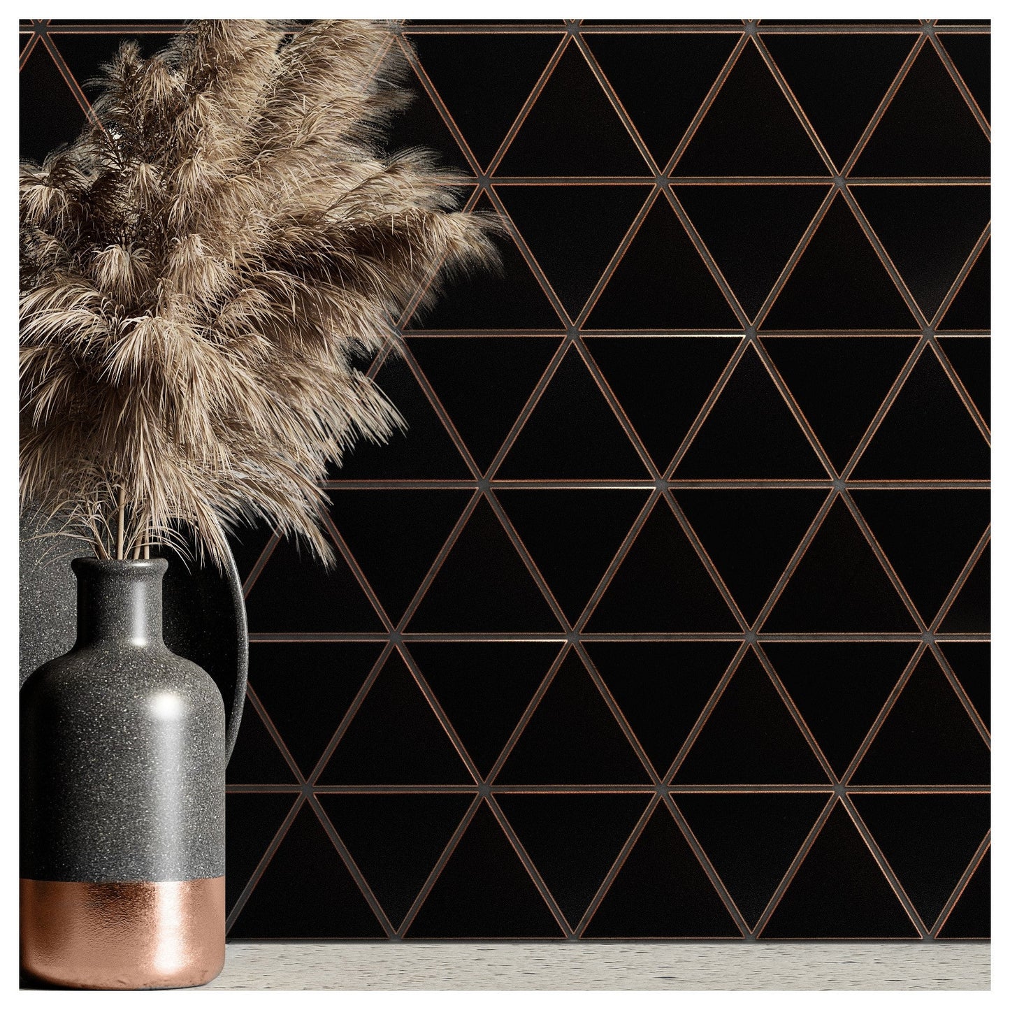 (5 Sqft/ Pack) MetroEdge 12” x 12” Triangle Metal Mosaic Tile – Oil Rubbed Bronze – Modern Wall Accent for Kitchen & Bathroom