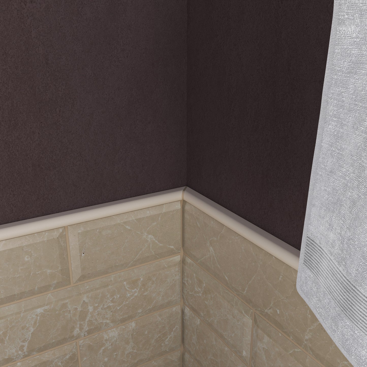 Modula Cast Stone Soft Cream Pencil Bullnose Wall Accent Tile Trim – 1/2” x 12” (Set of 5)