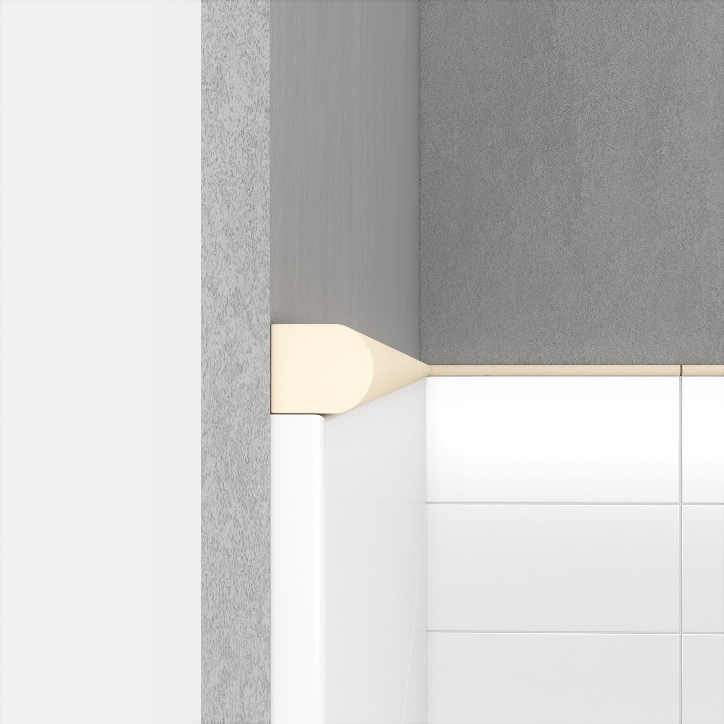 Modula Cast Stone Soft Cream Pencil Bullnose Wall Accent Tile Trim – 1/2” x 12” (Set of 5)