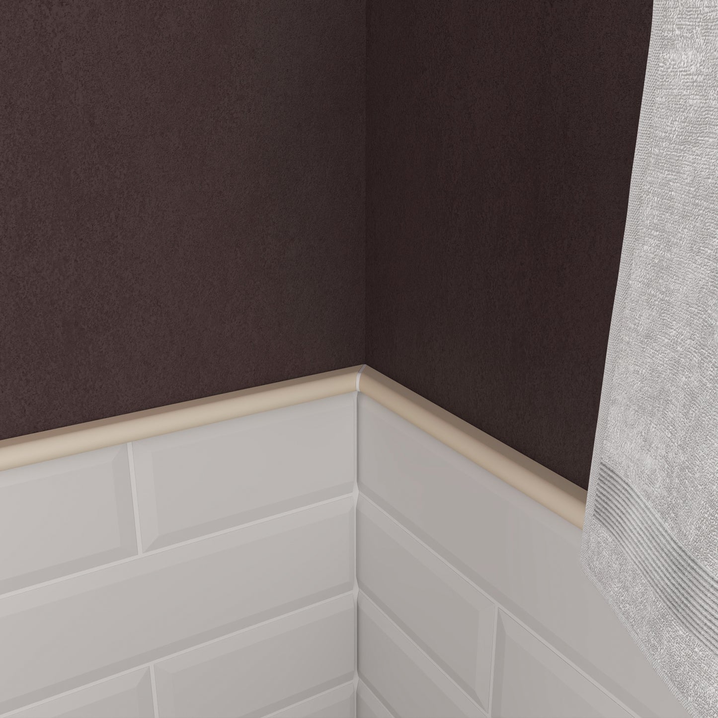 Modula Cast Stone Soft Cream Pencil Bullnose Wall Accent Tile Trim – 1/2” x 12” (Set of 5)
