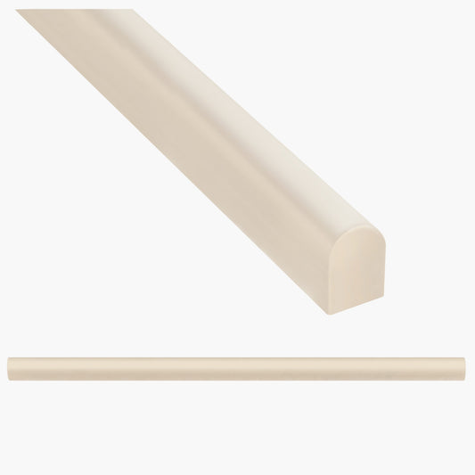 Modula Cast Stone Soft Cream Pencil Bullnose Wall Accent Tile Trim – 1/2” x 12” (Set of 5)