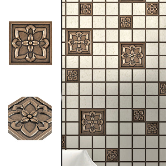 Orion Handmade Bronze Metal Insert Tile – 2” x 2” Decorative Accent (8 Pieces/Box)