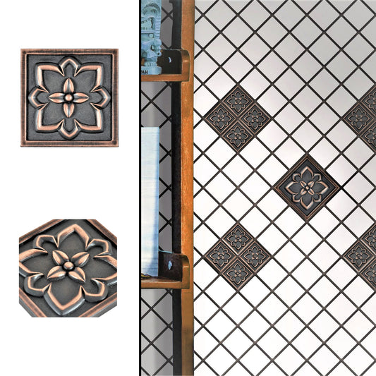 Orion Handmade Oil Rubbed  Bronze Metal Insert Tile – 2” x 2” Decorative Accent (8 Pieces/Box)