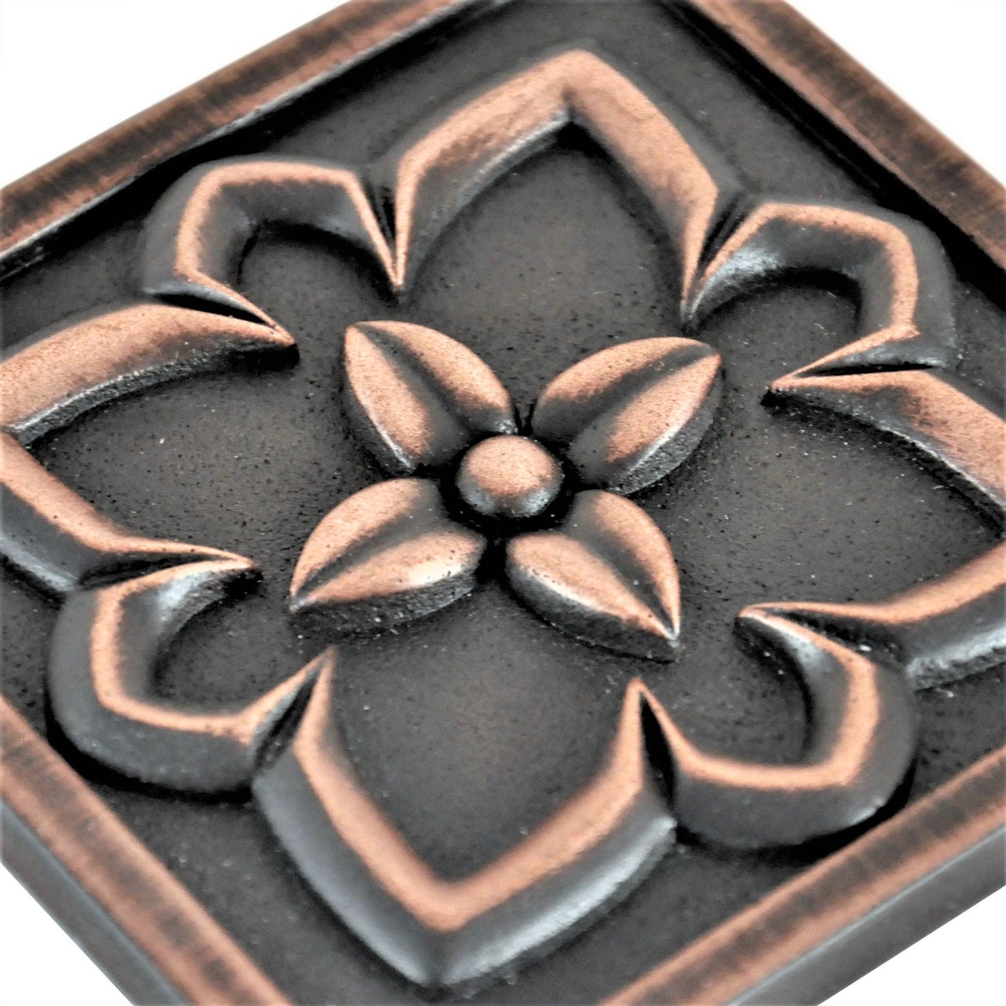 Orion Handmade Oil Rubbed  Bronze Metal Insert Tile – 4” x 4” Decorative Accent (4 Pieces/Box)