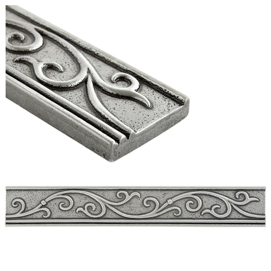 Fiora Artisan Pewter Metal Accent Wall Tile Trim – 1.75” x 12” (Set of 5)