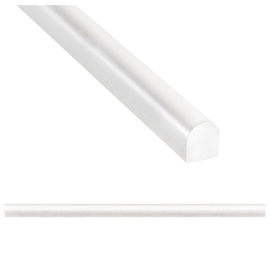 Modula Cast Stone Bright White Pencil Bullnose Wall Accent Tile Trim – 1/2” x 12” (Set of 5)