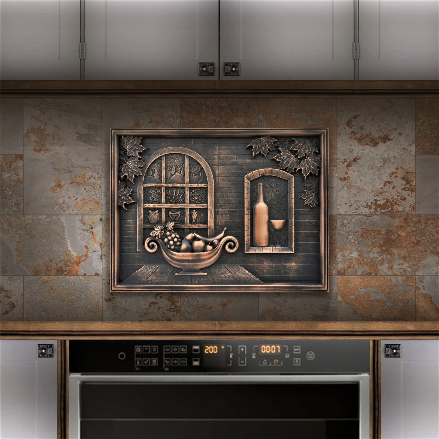 Handmade Toscana Bronze Metal Wall Accent Mural – Fireplace & Kitchen Backsplash Panel – 12” x 18”