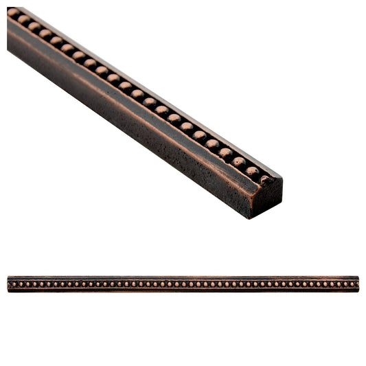 Artisan Crafted Bead Metal Accent Tile Trim –Oil Rubbed Bronze – 9/16” x 12” (Set of 5)