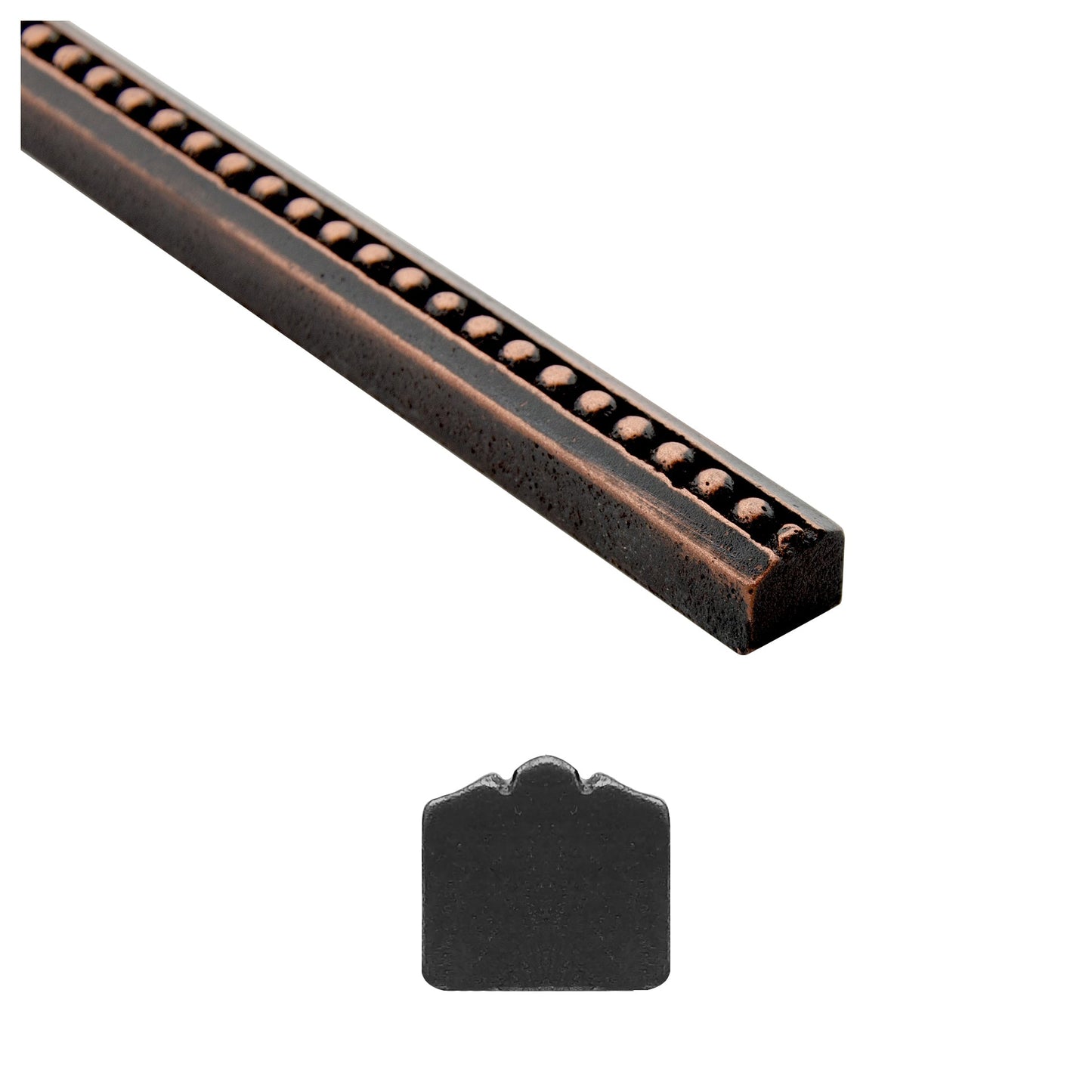 Artisan Crafted Bead Metal Accent Tile Trim –Oil Rubbed Bronze – 9/16” x 12” (Set of 5)