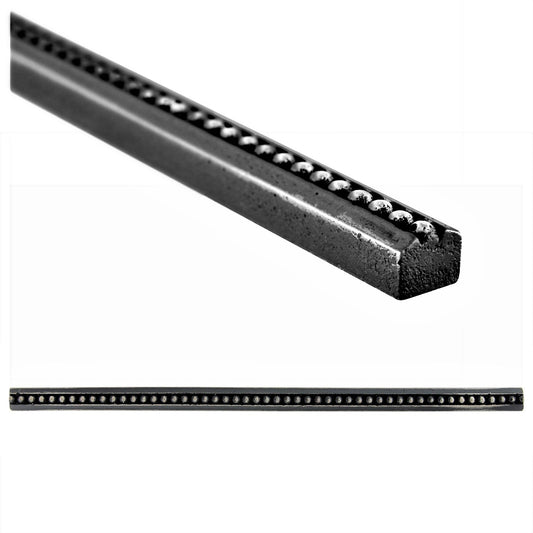 Artisan Crafted Bead Metal Accent Tile Trim – Matte Iron Black – 9/16” x 12” (Set of 5)